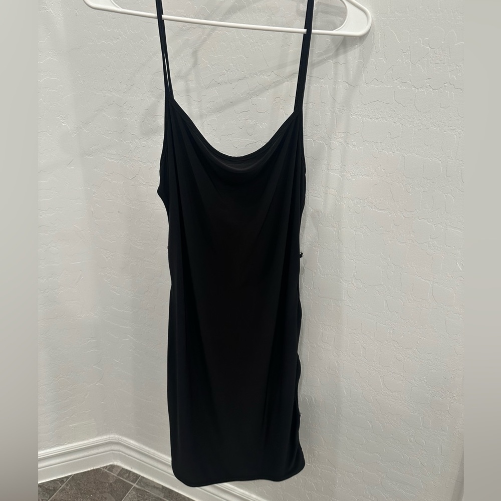 Black mini dress with diamond stud on sides